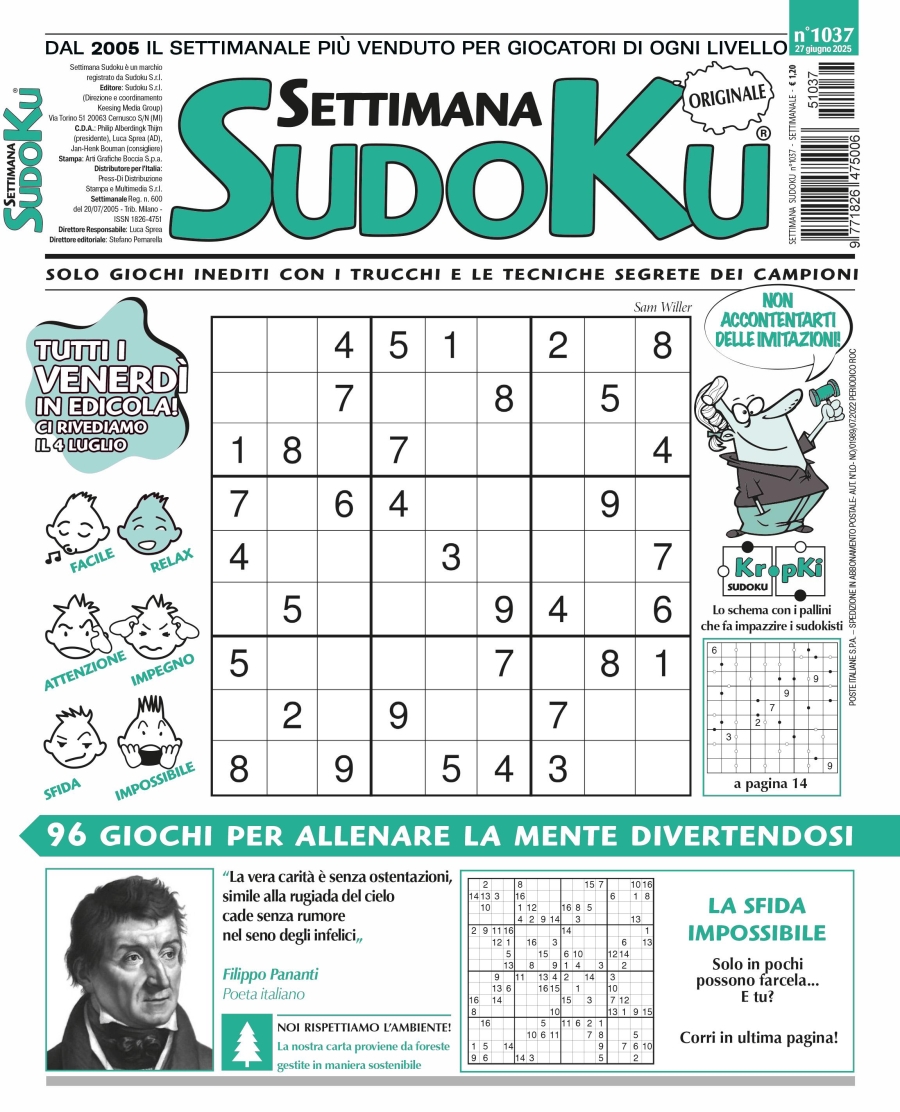 Copertina Settimana Sudoku n.1037