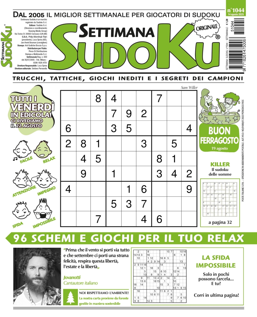 Copertina Settimana Sudoku n.1044