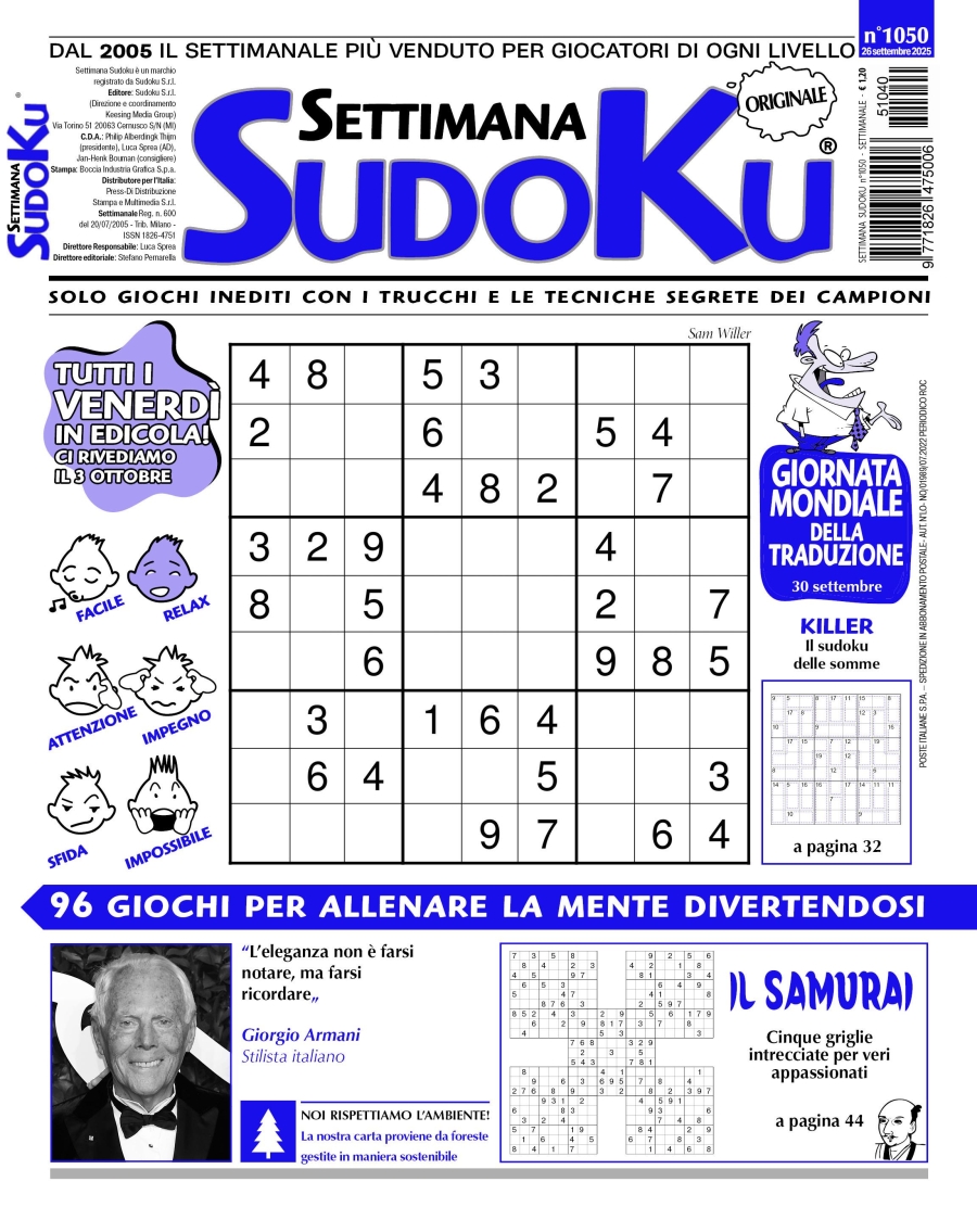 Copertina Settimana Sudoku n.1050