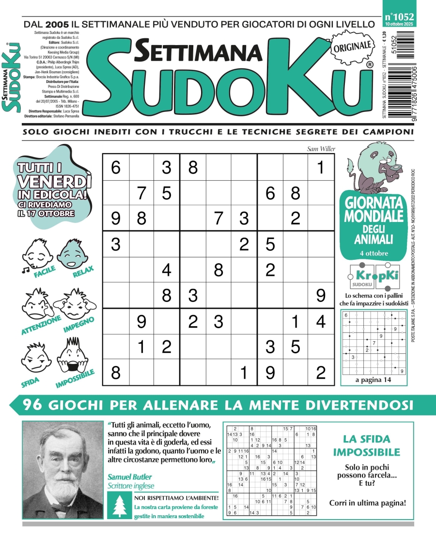 Copertina Settimana Sudoku n.1052