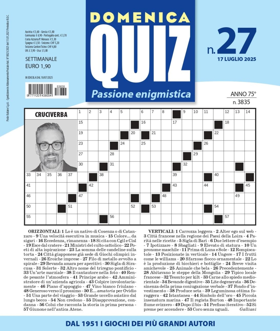 Copertina Domenica Quiz n.3835