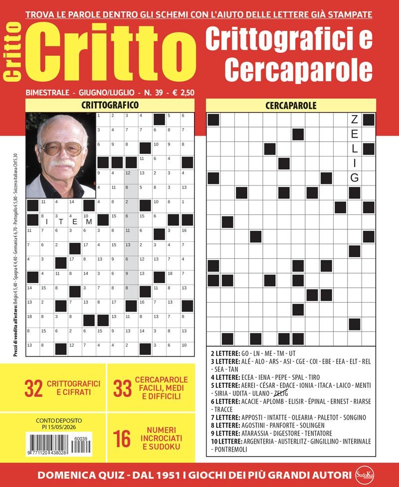 Copertina Crittografici e Cercaparole n.39