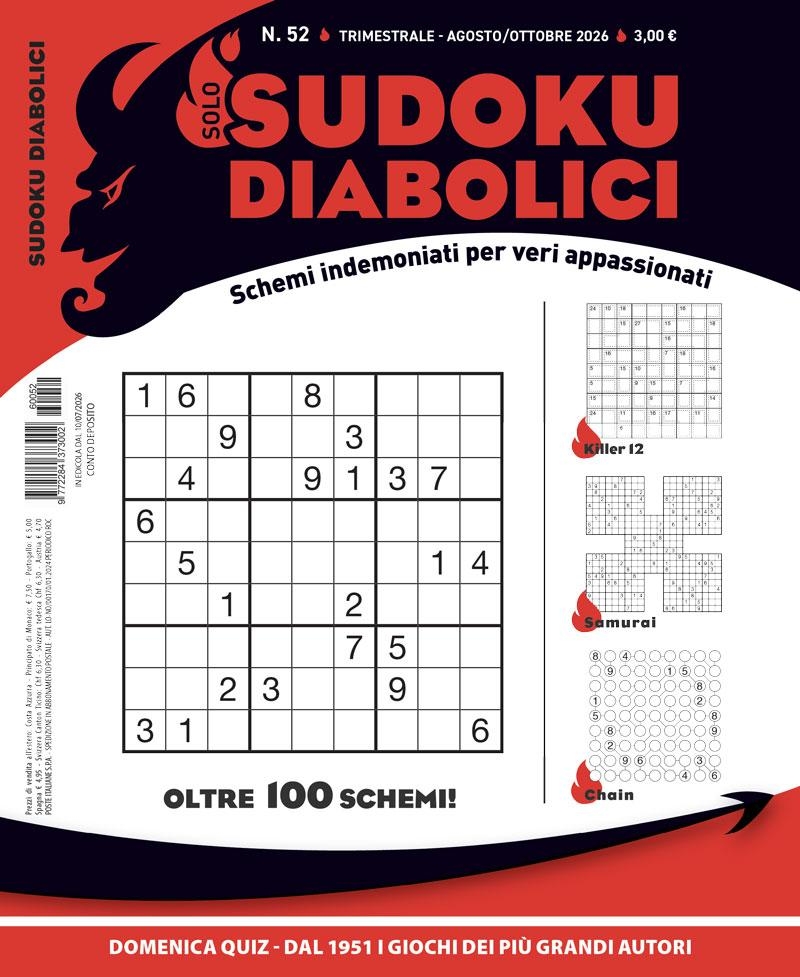 Copertina Solo Sudoku Diabolici n.52
