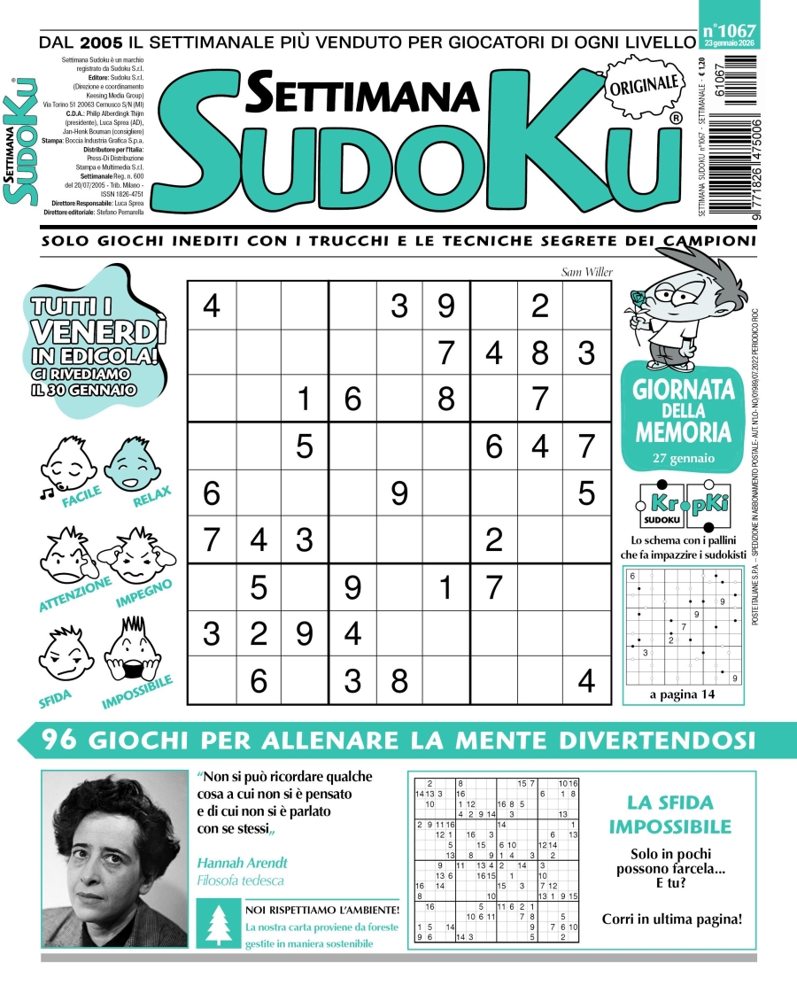 Copertina Settimana Sudoku n.1067