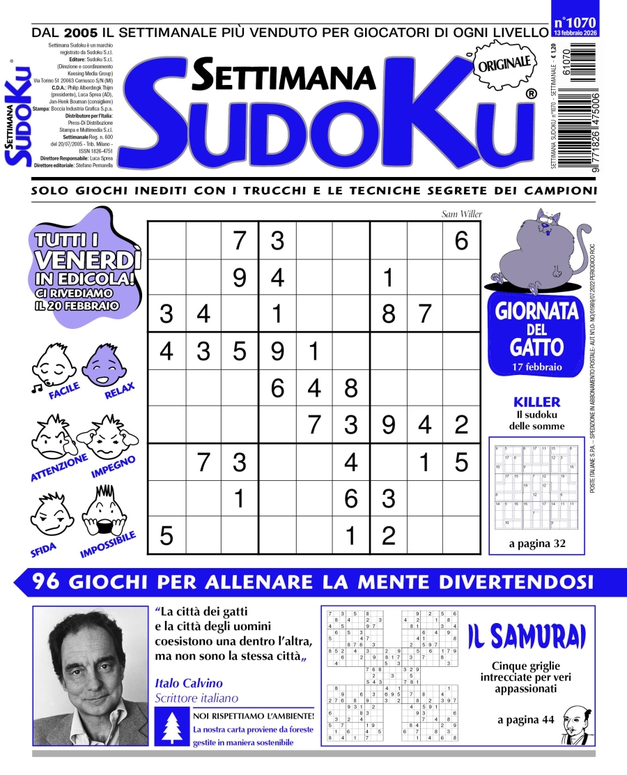 Copertina Settimana Sudoku n.1070
