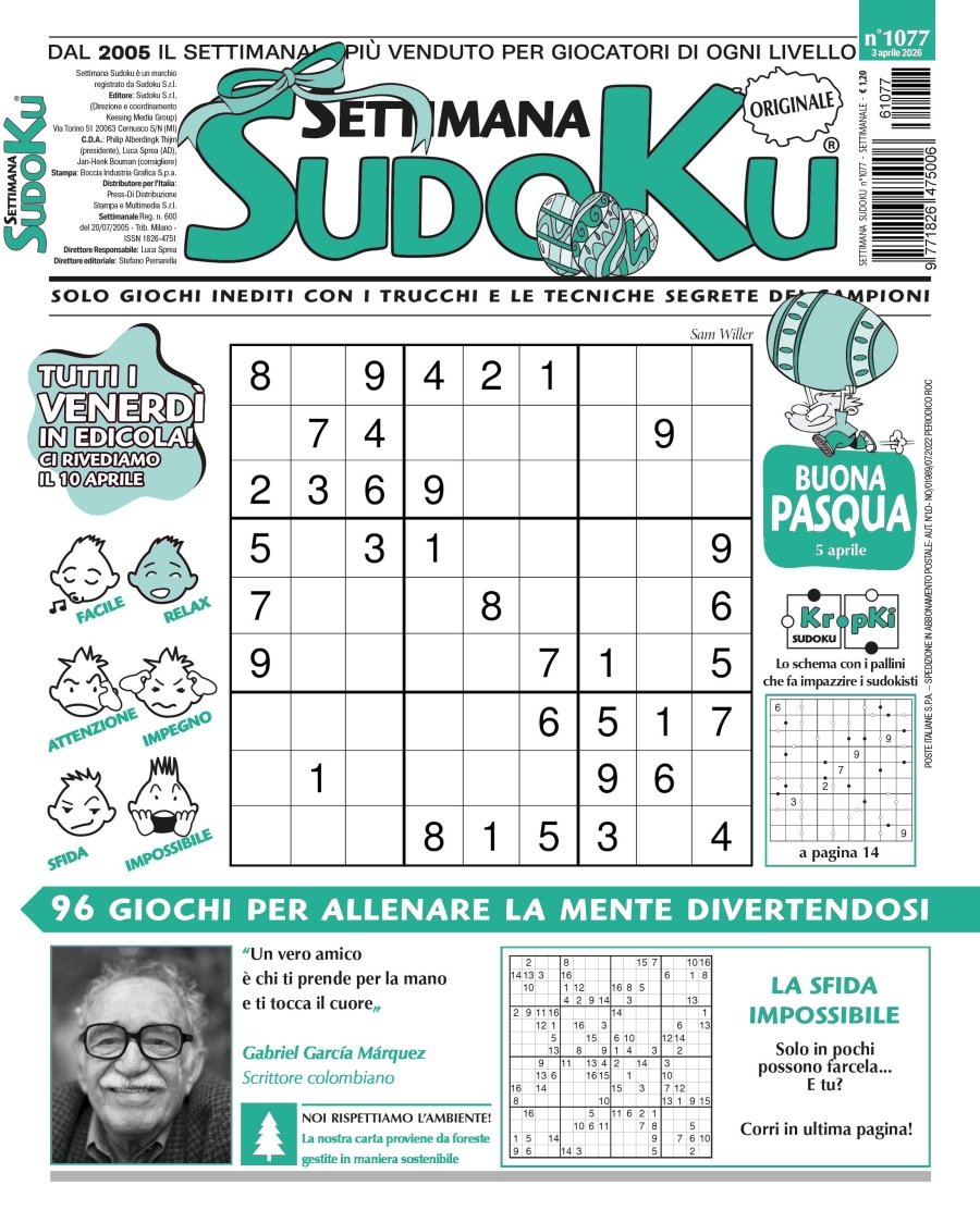 Copertina Settimana Sudoku n.1077