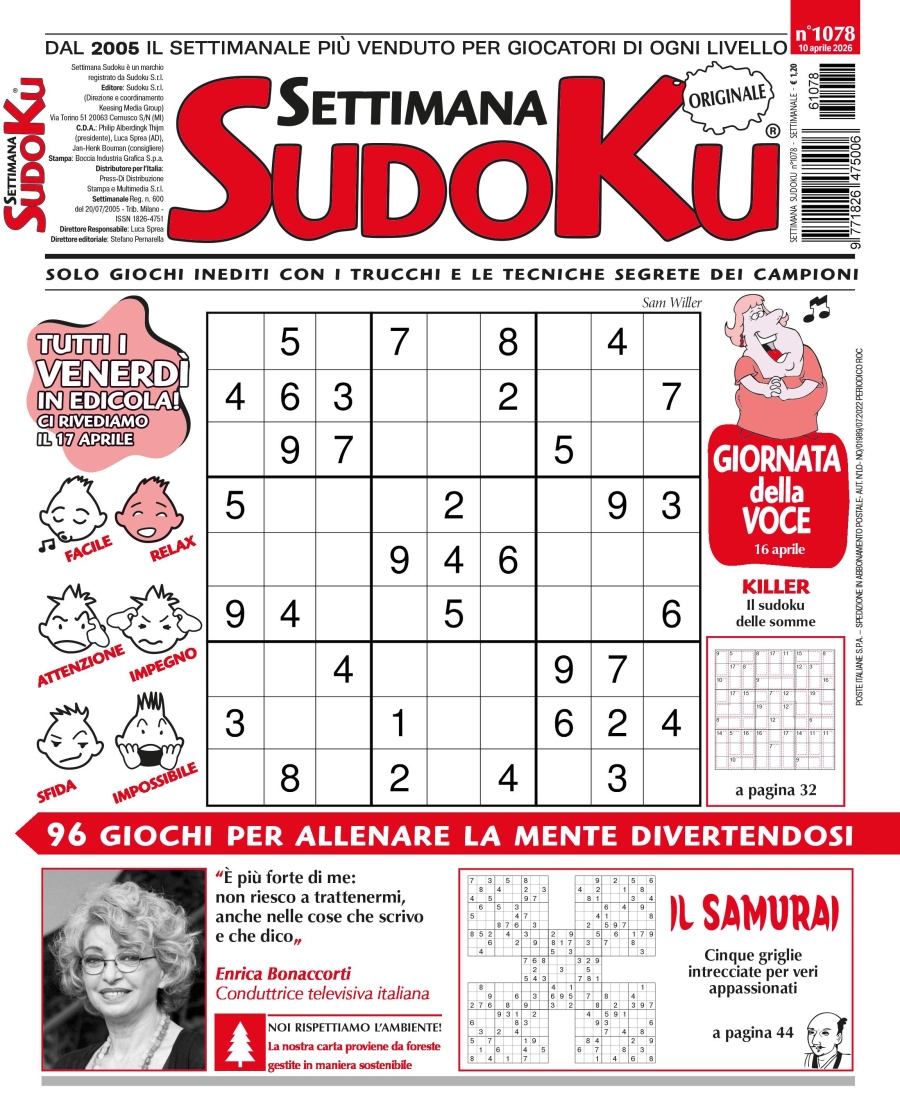 Copertina Settimana Sudoku n.1078