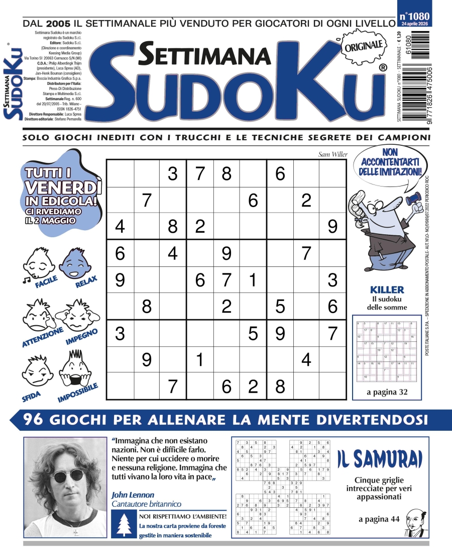 Copertina Settimana Sudoku n.1080