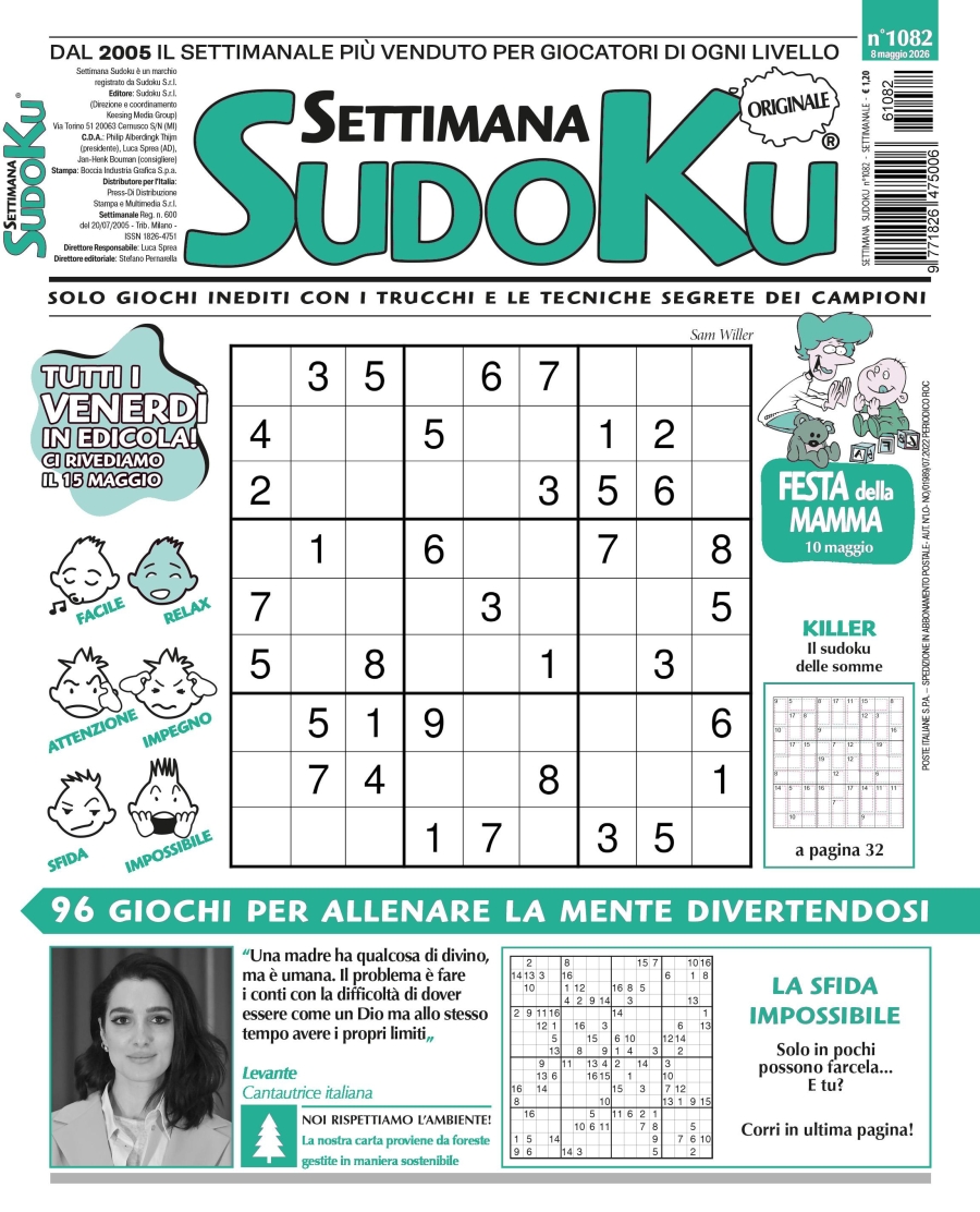 Copertina Settimana Sudoku n.1082