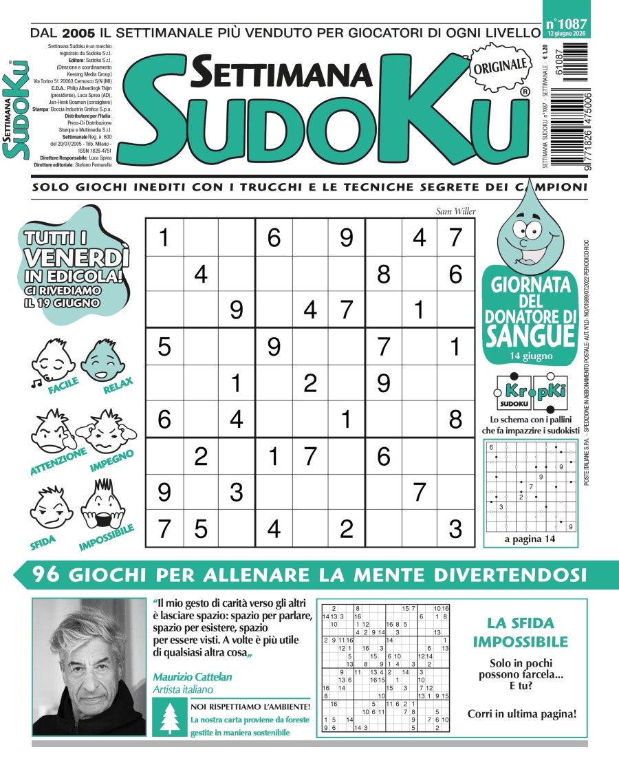 Copertina Settimana Sudoku n.1087